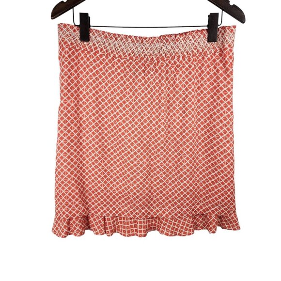 Carve Designs Skirt Geometric Design Pull On Womens Size M Orange Ruffle Hem‎ - Picture 2 of 7